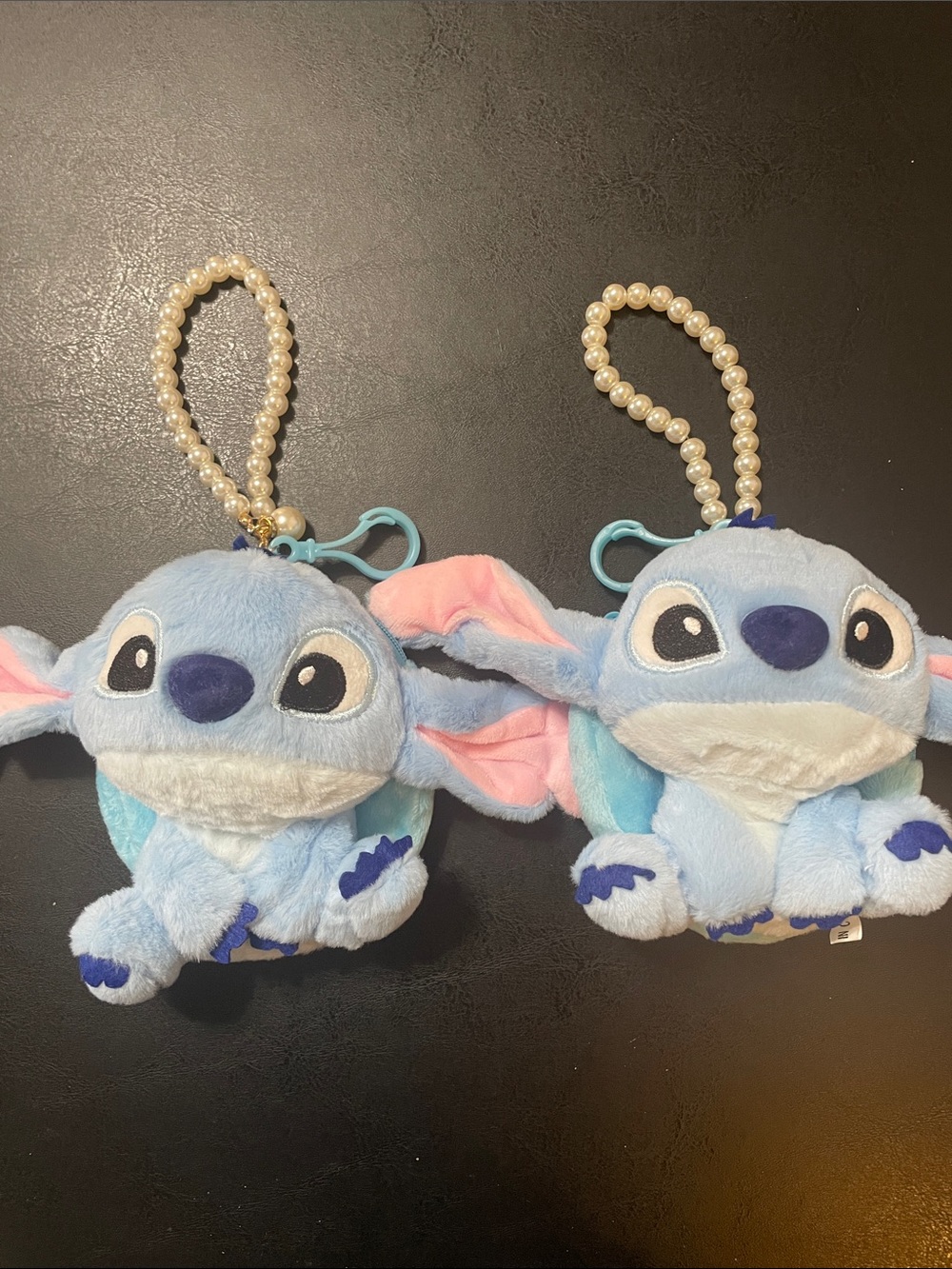 Plush light blue Stitch wristlet keychain buddy w small zipper pocket NWOT ( 2 )
